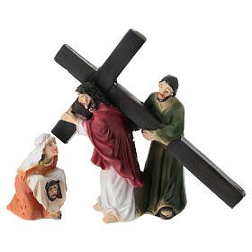 Montée au Calvaire Jésus 5 cm Crèche de Pâques résine peinte