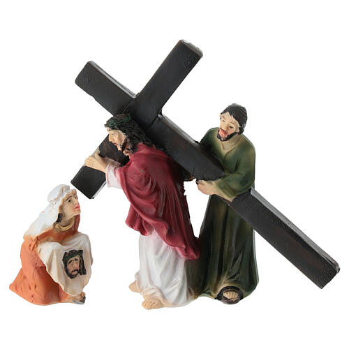 Salita al calvario Gesù 5 cm Presepe Pasquale resina dipinta 1