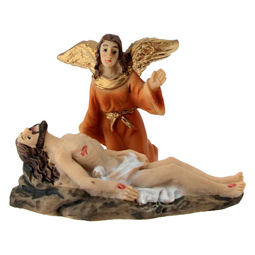 Grablegung Jesu und Engel 5 cm Osterkrippe bemalte Harzfigur 1