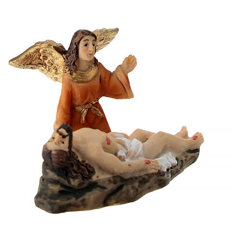 Descendimiento Jesús ángel 5 cm Belén Pascual resina pintada 3