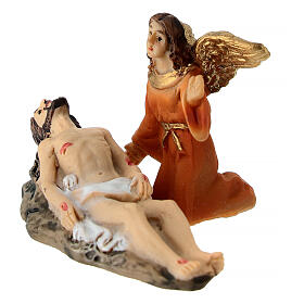 Deposizione Gesù angelo 5 cm Presepe Pasquale resina dipinta