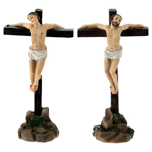 Gekreuzigte Schächer 5 cm für österliche Krippe bemalte Harzfigur 1