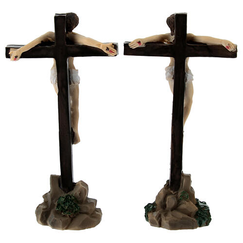 Thieves on crosses for 5 cm Easter Creche, painted resin 3
