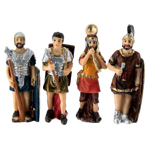 Quatro soldados romanos 5 cm em resina pintada 1