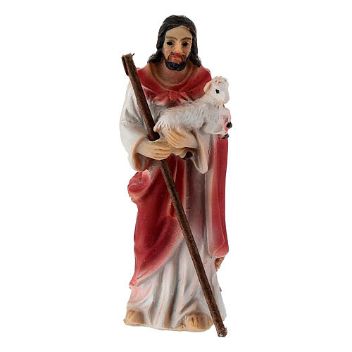 Gesù Buon Pastore 5 cm Presepe Pasquale resina dipinta 1