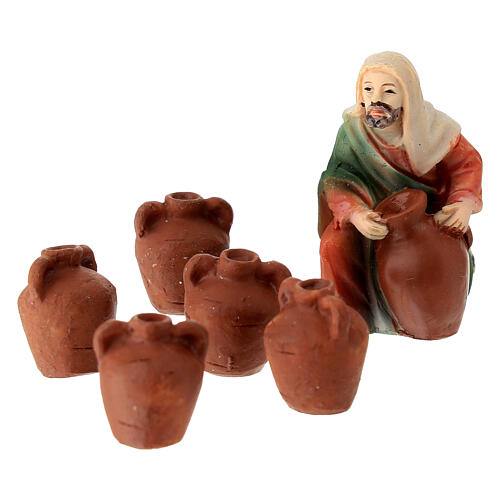 Nozze in Cana 5 cm Presepe Pasquale resina dipinta 4