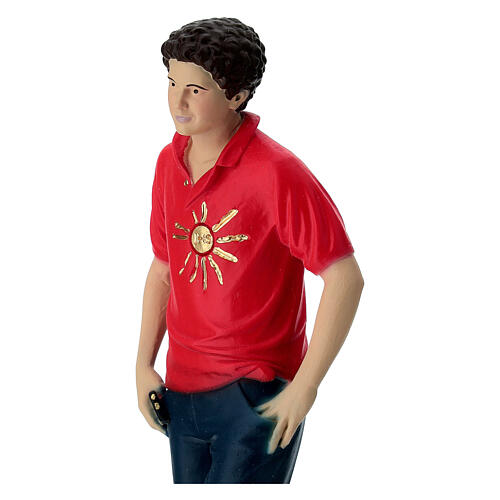 Carlo Acutis statue in colored resin with phone, 15 cm 2