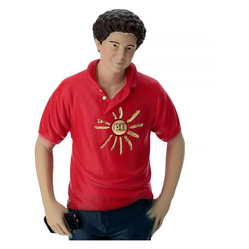 Carlo Acutis statue in colored resin with phone, 15 cm 4