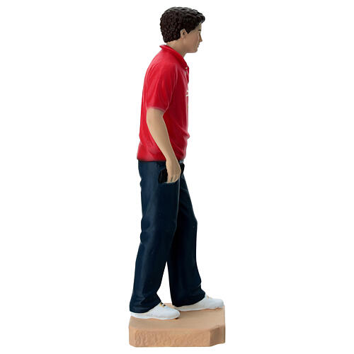 Carlo Acutis statue in colored resin with phone, 15 cm 6