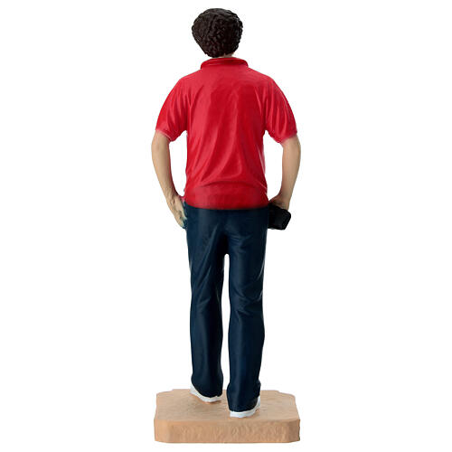 Carlo Acutis statue in colored resin with phone, 15 cm 8