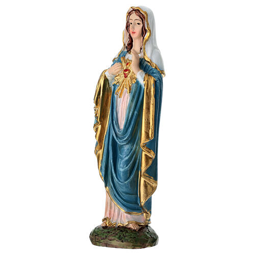 Figurka Matki Boskiej z Sercem, 10 cm, malowana żywica 3