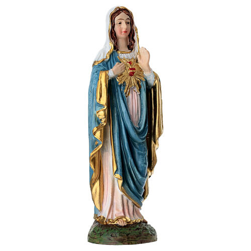 Estatueta Coração Imaculado de Maria 10 cm resina pintada 2