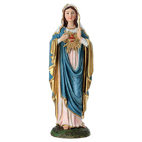 Estatueta Coração Imaculado de Maria resina pintada 20 cm