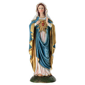 Estátua Sagrado Coração de Maria resina 28 cm pintada à mão