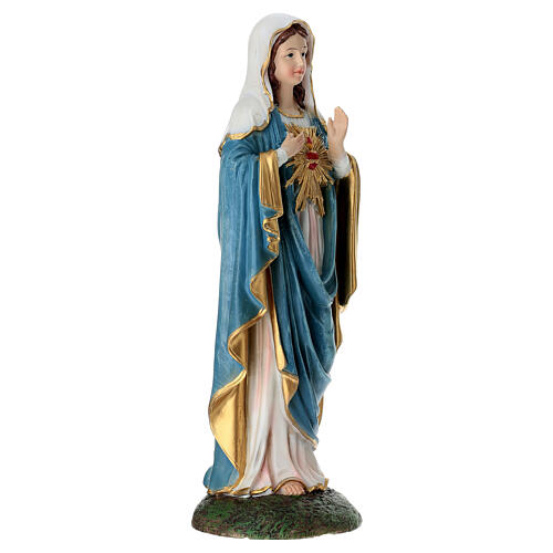 Estátua Sagrado Coração de Maria resina 28 cm pintada à mão 3