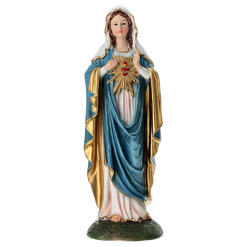 Sacred Heart of Mary hand-painted statue in resin, 28cm 1