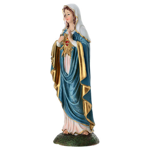 Sacred Heart of Mary hand-painted statue in resin, 28cm 2
