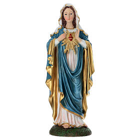 Painted resin statue of the Sacred Heart of Mary, 14 in
