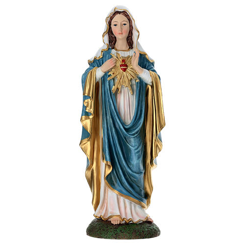 Painted resin statue of the Sacred Heart of Mary, 14 in 1
