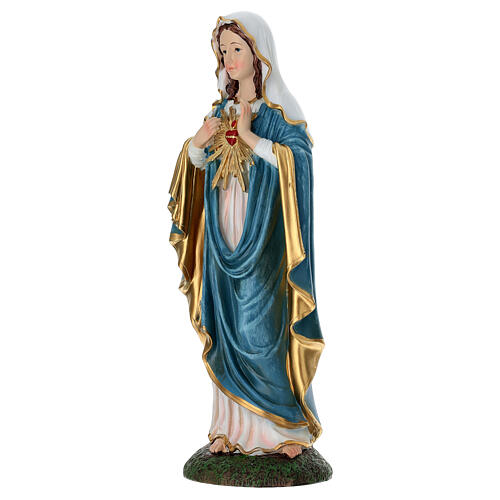 Sacred Heart of Mary statue in painted resin, 35.5 cm 3