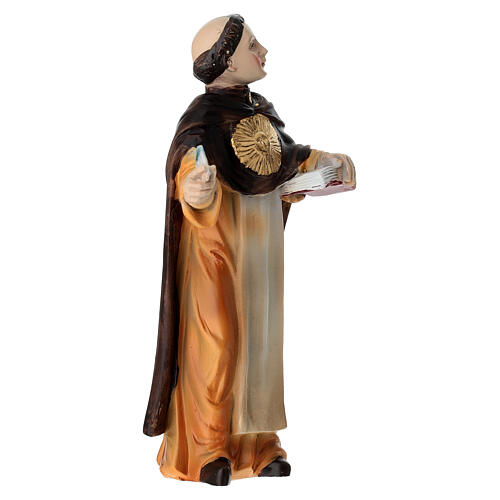 Small painted resin figurine of St. Thomas Aquinas, 4 in 3