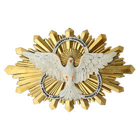 Statua colomba con i sette doni Spirito Santo resina 15x25 cm