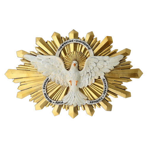 Statua colomba con i sette doni Spirito Santo resina 15x25 cm 1