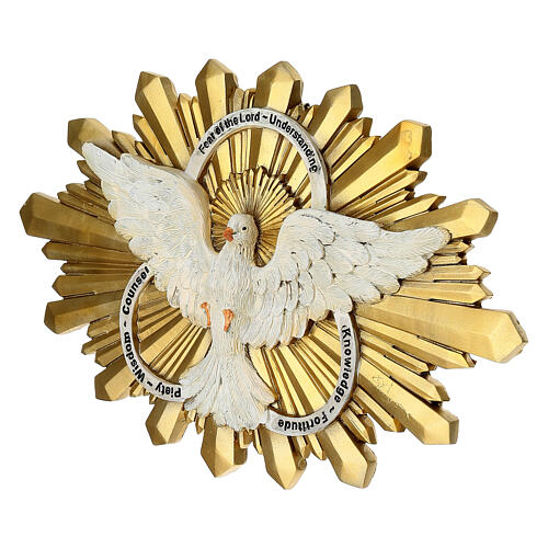 Statua colomba con i sette doni Spirito Santo resina 15x25 cm 2