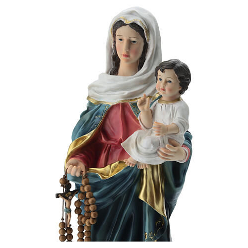 Matka Boża Różańcowa z błogosławiącym Dzieciątkiem Jezus, 65 cm, z żywicy 4