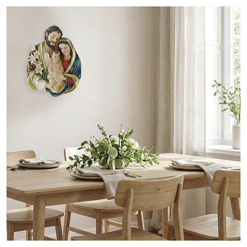 Holy Family resin bas-relief, 10 in 2