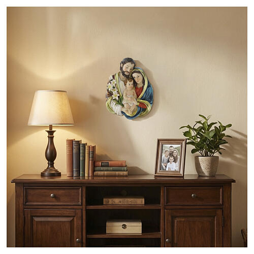 Holy Family resin bas-relief, 10 in 2