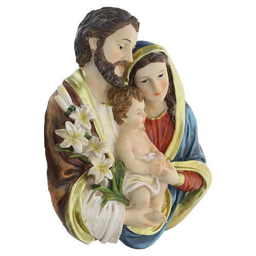 Holy Family resin bas-relief, 10 in 4