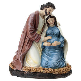 Painted resin statue of Saint Joseph and pregnant Mary, 6 in