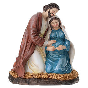 Estatua resina pintada San José y María embarazada 15 cm