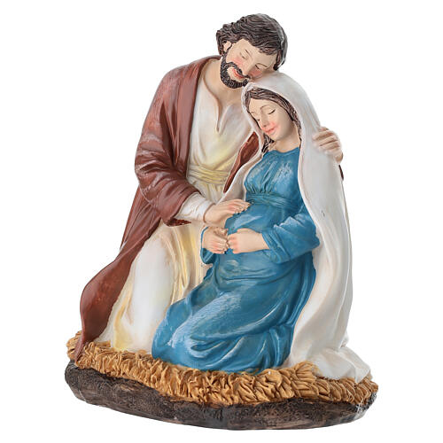 Estatua resina pintada San José y María embarazada 15 cm 2