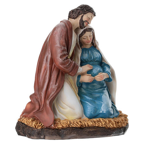 Estatua resina pintada San José y María embarazada 15 cm 3