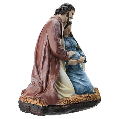 Estatua resina pintada San José y María embarazada 15 cm 3