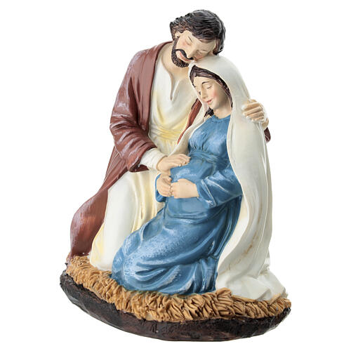 Statua resina dipinta San Giuseppe e Maria incinta 15 cm 2