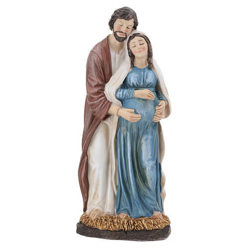 Saint Joseph avec Marie enceinte statue en résine peinte 20 cm 8