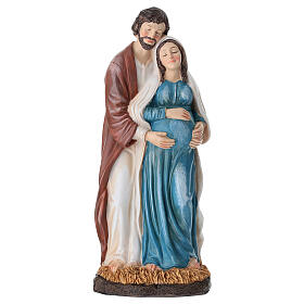 San Giuseppe con Maria incinta statua resina dipinta 20 cm