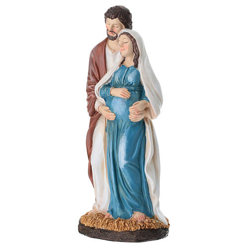 San Giuseppe con Maria incinta statua resina dipinta 20 cm 3