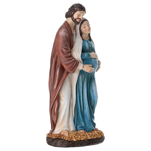 St Joseph with Pregnant Mary statue in painted resin, 20 cm 2