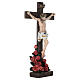 Jesus crucificado entre rosas 30 cm resina pintada s3