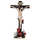 Crucifijo de mesa Jesús en cruz con rosas 35 cm resina pintada s1