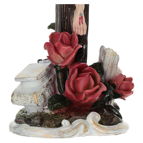 Table crucifix Jesus on the cross with roses 35 cm painted resin 3