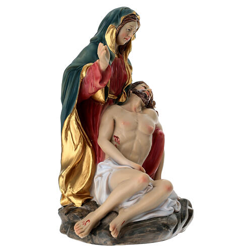 Coloured resin Pietà statue, 7 in 3