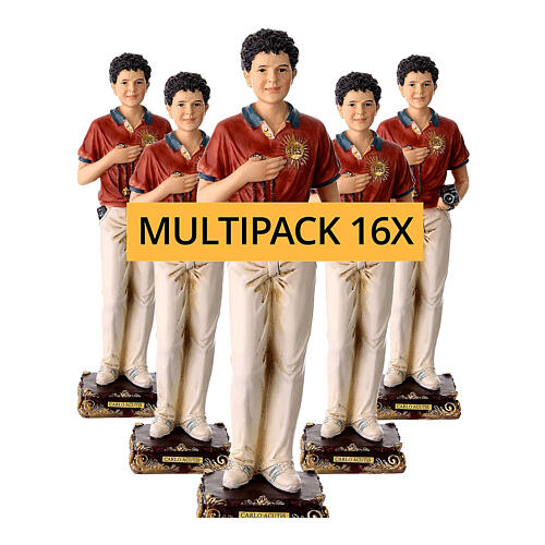 Carlo Acutis con rosario resina dipinta 30 cm MULTIPACK 16 PZ 1