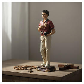 Blessed Carlo Acutis statue with Rosary and Camera Painted Resin 13 cm MULTIPACK 10 PCS