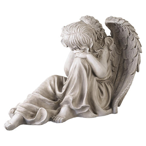 Statue schlafender Engel – für Außenbereich, 50 × 65 cm, Resin in heller Steinoptik 5