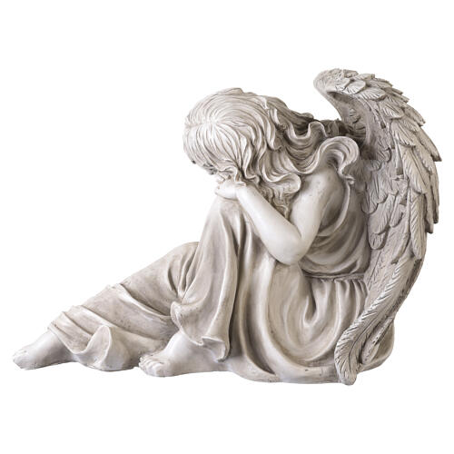 Figura anioła śpiącego na zewnątrz, 50×65 cm - żywica jasna efekt kamienia 6